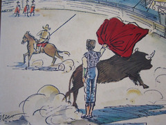 4 Watercolor MATADOR Bullfighting Pictures, by Artist MICO,