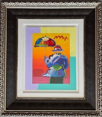 Peter Max UMBRELLA MAN 2015 Hand Signed Painted Serigraph COA Appraisal 32″x 36″