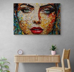 Mosaic Woman Art Print, Modern Woman Wall Art, Woman Painting Canvas, Modern Art