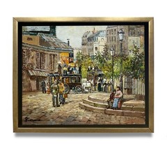 Hungryartist-NY artist original oil painting of city scape on canvas 8×10 framed