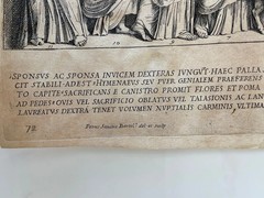 1693 Antique Pietro Santi BARTOLI Engraving NVPTIAE 17thC Fresco Collection Mark
