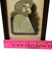 Original Signed Watercolor Picture Civil War Veteran, Western Man Framed 5×7