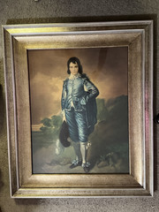 Vintage Blue Boy Framed Art 38 x 32 in Gorgeous Frame Heavy