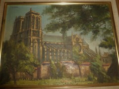 „NOTRE-DAME DE PARIS“ ORIGINAL ANTIQUE OIL/CANVAS PAINTING. F.R.ETEVE 1902-1967.
