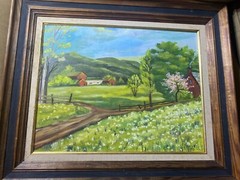 E.W Bailey 1973 „Farm Landscape Scene “ Oil Painting – Signed And Framed