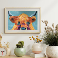 Abstract Expressionist Painting Wall Art 12×16 Canvas – Highland Cow