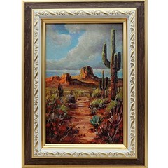 Original Oil Painting Summer Mountain Landscape with Cacti 4×6 Signed Art