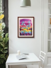 Original Watercolor Floral Painting on Paper Minimalist Botanical Flower Wall