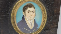 Pair of Antique Miniature Portraits of Young Lady & Gentleman