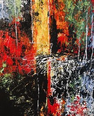 COLORFUL ACRYLIC ABSTRACT, 20X24 GALLERY WRAP CANVAS ARTIST SIGN COA, FREE SHIP 