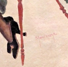1920 Montenegro Watercolor After Raphael Kirchner “Signed Wings” Art Nouveau