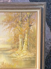 Stunning Alfred Withers C. (1856-1932) Autumn Scenic Landscape Oil Canvas 44×32