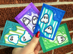 ACEO Original Painting Art Ghost Purple Halloween Spooky 2.5 x 3.5 TWE