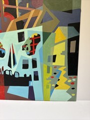 Mid Century Abstract Painting Expressionism Cubist Cubism Modernism Rowles 28”
