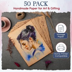 Crafters Dream: Vintage Deckle Edge Blank Paper – 50 Sheets