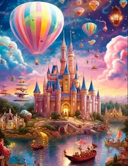 DIY Fantasy Castle with Airballoons Diamond Painting Kit F26 (30×40 cm)