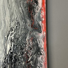 Canvas Painting 16 X 20 Black Red Gothic Acrylic Signed Titled Haunted Attic