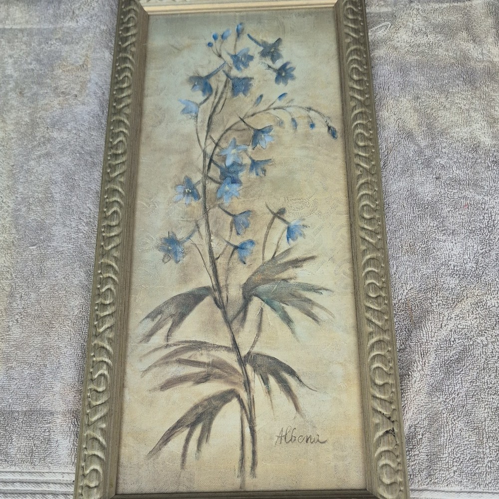 Albena Signed Still Life Floral Painting on Canvas Framed Botanical Art