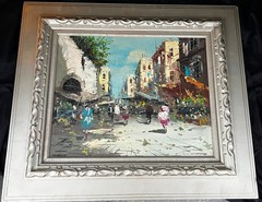 Vintage Landscape Oil Painting Cityscape Rome Italy Mid Century Modern Framed
