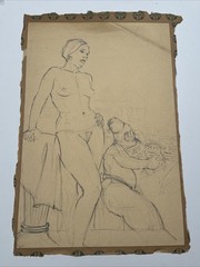 Antique Painting Pretty Woman Women Female Model Mystery Illustration 1930’s LOT