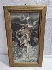 Antique Woven Silk Picture The Storm France Pierre Auguste Circa 1900