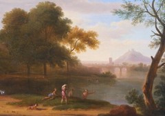 Pierre-Henri De Valenciennes Neoclassical Landscape Painting Bathers Italy