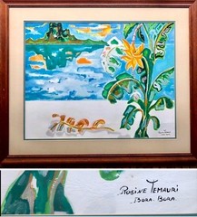 Tahiti Original Painting in Koa Wood Frame