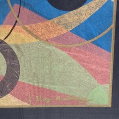 VTG. Mix Media on Board abstract painting 15 1/4″x15 1/4 Signed Numbered