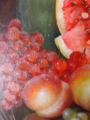 „Still Life with Fruit & Vase“ AFTER William Mason Brown Original Oil/Canvas