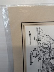 Print Sketch Monchique, Algarve, Portugal City Scape Signed Julio Amaro P14