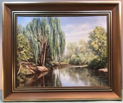 Heather Lang Tranquility Banksia Park Heildberg Framed Oil Painting