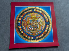 Kalachakra Mantra Mandala Thangka Multicolored Gold original Hand painted Thanka
