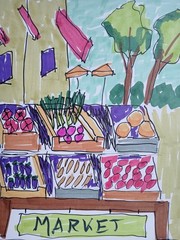 Abstract/Impressionism Farmer’s Market 11×14 Original Handmade Art Painting