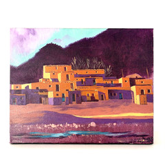 Vintage Modern Adobe Southwestern Painting 20×16″ Landscape signed