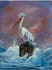 COASTAL PELICANS 14×11 Original Modern Art OCEAN ART Interior Design