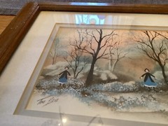 Toni Dane Amish Children Painting Watercolor Winter Forest