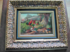 Hühner,Enten Ländl.Idylle .Josef Hofbauer Senior.Öl auf Holz.Original.33 x 28 cm