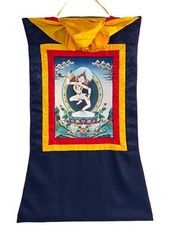 MACHIG LABDRON DIGITAL/ GICLEE PRINT TIBETAN THANGKA PAINTING WITH SILK BROCADE