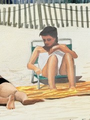 British American Artist Alan Falk W/C. New England Beach Scene. Signed. 1982