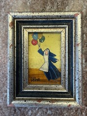 VINTAGE SIGNED MINIATURE WHIMSICAL ORIGINAL OIL PAINTING