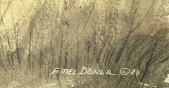 EMEL DONER ORIGINAL WATERCOLOR COATAL WAVES SEASCAPE PAINTING DATED 1984