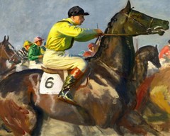 Canvas Print Horse Race scene Oil painting Art Giclee Printed on canvas P1075