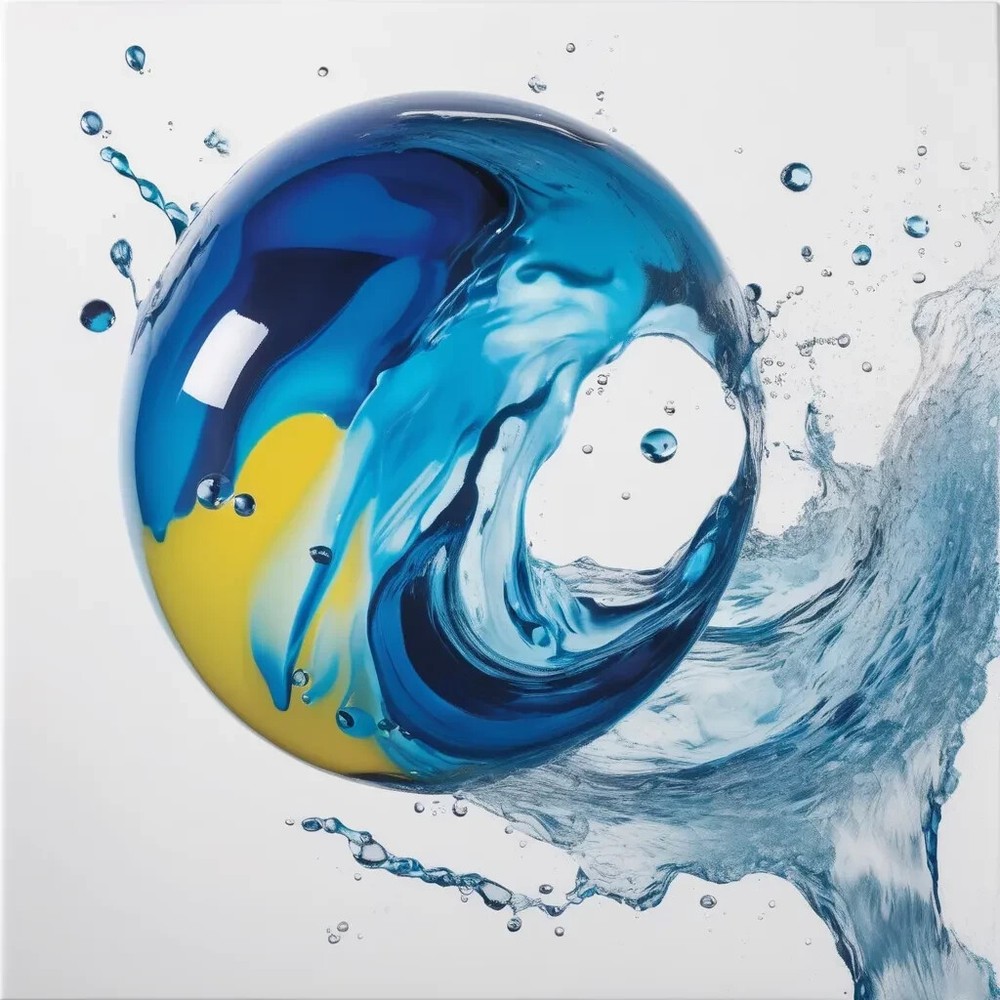 Water Splash 03 Blue Premium GalleryPrint Acrylic Glass Photography 120×120 Pop Art