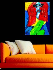 Modern Original POP ART colorful LADY #3 of 6 PORTRAIT PAINTING SWARTZMILLER DNA