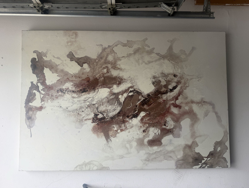 Abstract Painting on Canvas/Panel Wall Art, Neutral Tones, Unframed Single