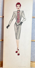 Vtg 1940 Fashion Design High Glamour Watercolor Ink Original 6″X14″
