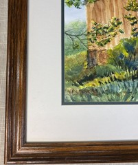 Vintage Watercolor Painting Barn Countryside Signed Original Landscape 23×19