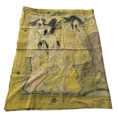Vintage Antique Indian Mural Painting Cloth Linen Silk Royal Procession Elephant