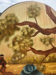 Vtg 1976 Primitive Toll Painted Pilgrim Girl Prairie Farm Painting Wood Oval