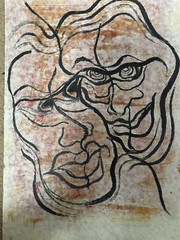 Corbellic Abstract Cubism Portrait Urban Paper Art Original 17″ H X 12″ L